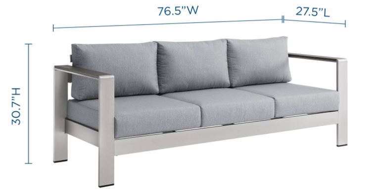 Shore Outdoor Patio Aluminum Sofa - In Stock