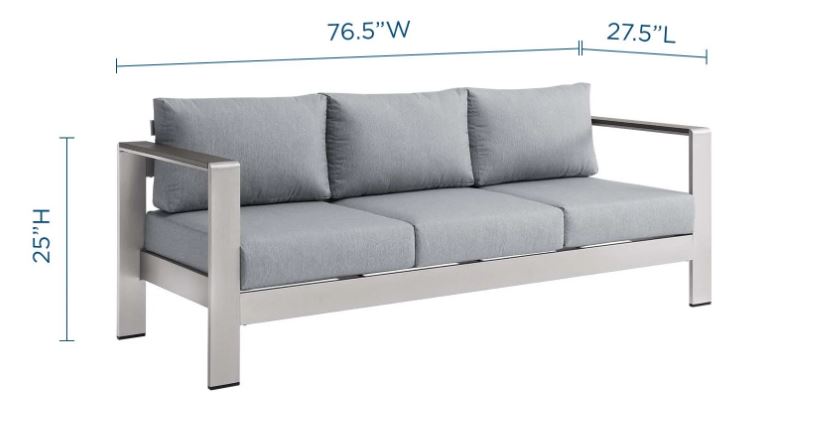 Shore Outdoor Patio Aluminum Sofa - In Stock